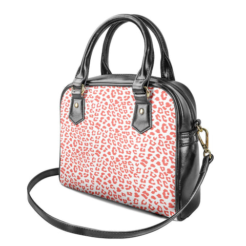 Image of Living Coral Leopard Print Shoulder Handbags