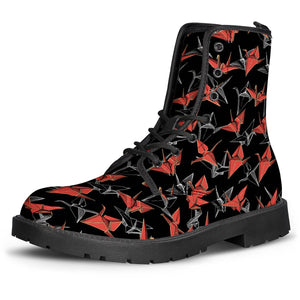 Thousand Paper Crane Leather Boots