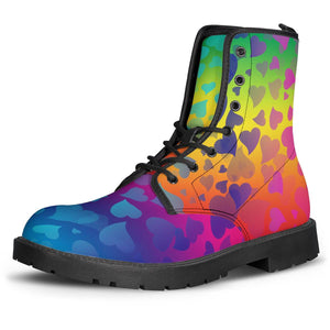 Colorful Hearts Leather Boots