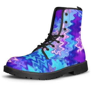 Blue Purple Marble Waves Leather Boots