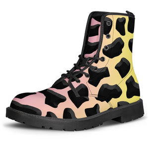 3D Giraffe Print Leather Boots