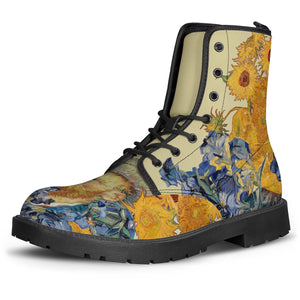 Van Gogh And Flowers Leather Boots