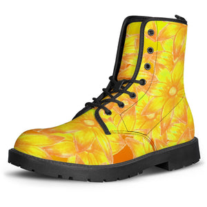 Yellow Floral Hippie Leather Boots