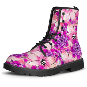 Purple Flowers Leather Boots