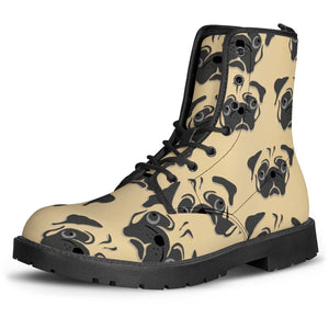 Pugs All Over Leather Boots
