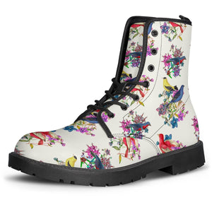Flowers And Birds Leather Boots