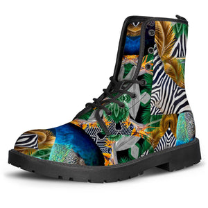 Zebra Tropical Paradise Leather Boots