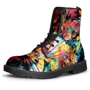 Colorful Tropical Paradise Leather Boots