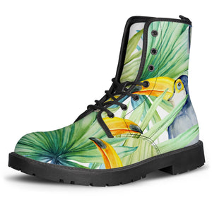 Fancy Tropical Pattern Leather Boots
