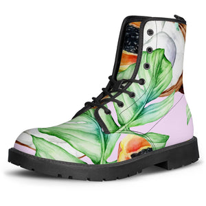 Fancy Tropical Pattern Leather Boots