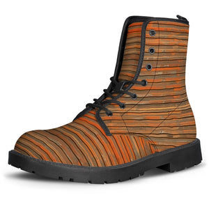 Orange Grunge Print Leather Boots