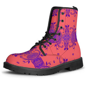 Pink Purple Boho Pattern Leather Boots