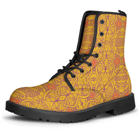 Image of Brown Boho Chic Pattern Leather Boots