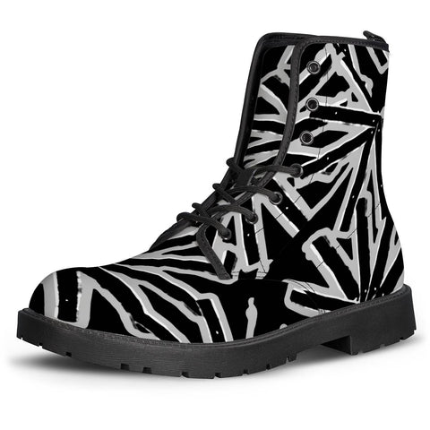 Image of Luxury Radial Stars Motif Pattern Leather Boots