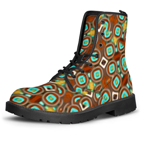 Image of Colorful Modern Geometric Print Pattern Leather Boots