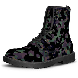 Camouflage Noir/Vert Leather Boots