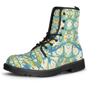 Colored Geometric Ornate Patterned Print Leather Boots