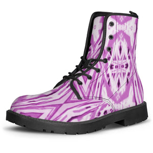 Purple And White Tribal Pattern Leather Boots