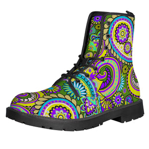 Indian Paisley Pattern Leather Boots