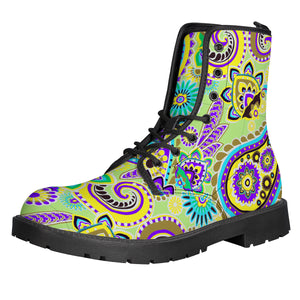 Multicolored Indian Paisley Leather Boots