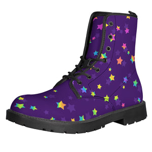 Funky Rainbow Pattern Leather Boots