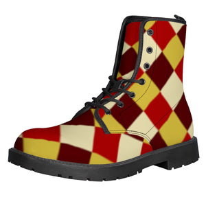 Red And Yellow Checkered Leather Boots