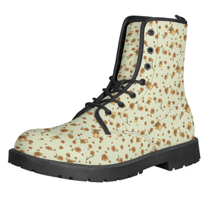 Sunflowers Pattern Leather Boots