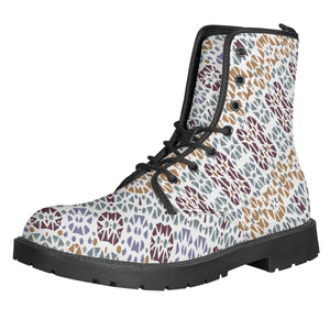 Multicolored Mosaic Print Pattern Leather Boots