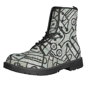 Geometric Ethnic Artwork Leather Boots