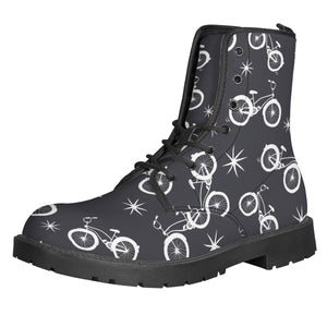 Bicycle Pattern Leather Boots