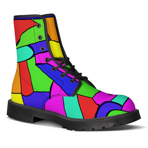 Image of Abstract Neon Mosaic Leather Boots