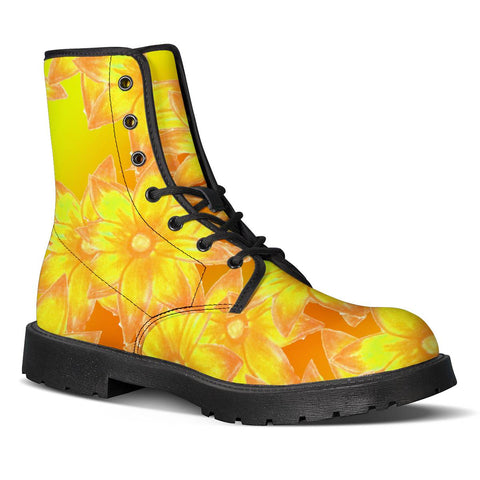 Image of Yellow Floral Hippie Leather Boots