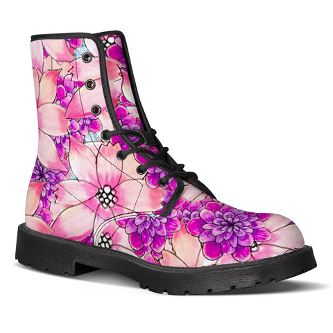 Image of Purple Flowers Leather Boots
