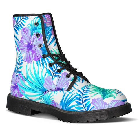 Image of Fancy Tropical Floral Pattern Leather Boots