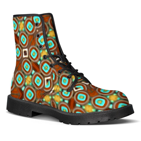 Image of Colorful Modern Geometric Print Pattern Leather Boots