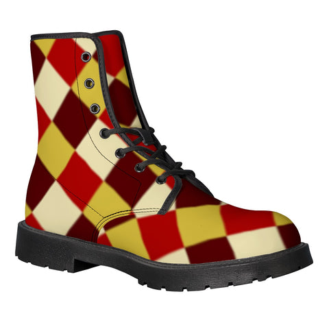Image of Red And Yellow Checkered Leather Boots
