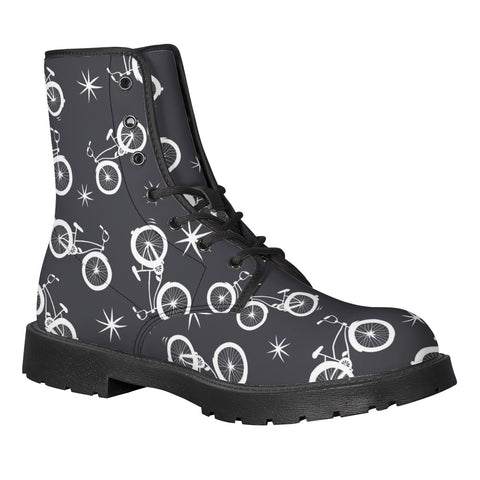 Image of Bicycle Pattern Leather Boots