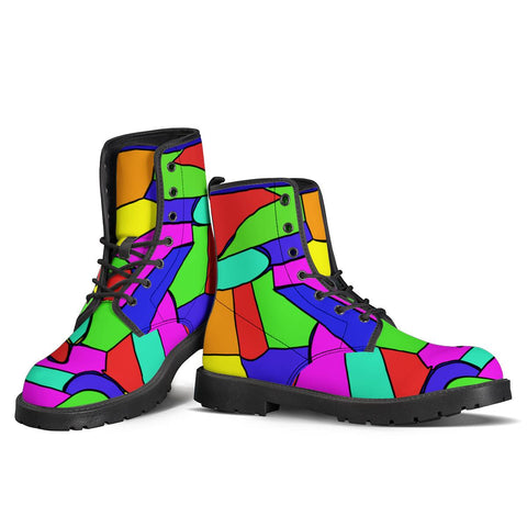 Image of Abstract Neon Mosaic Leather Boots