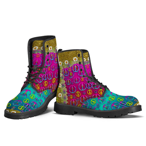 Image of Signs Of Peace  In A Amazing Floral Gold Landscape Leather Boots