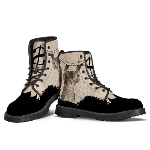 Image of Japanese And Cats And Fonts And Dollar Signs Leather Boots