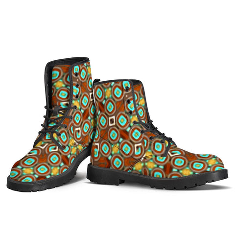 Image of Colorful Modern Geometric Print Pattern Leather Boots