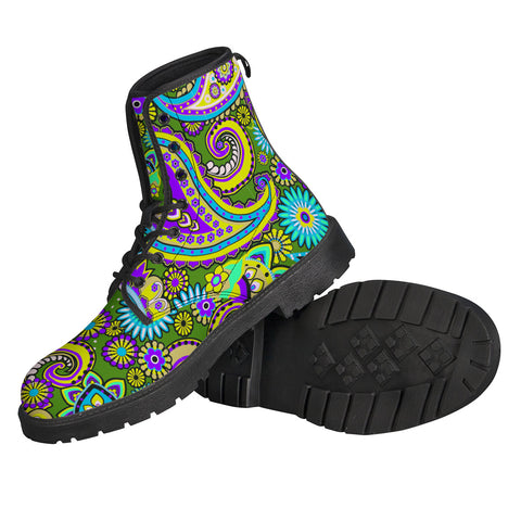 Image of Indian Paisley Pattern Leather Boots