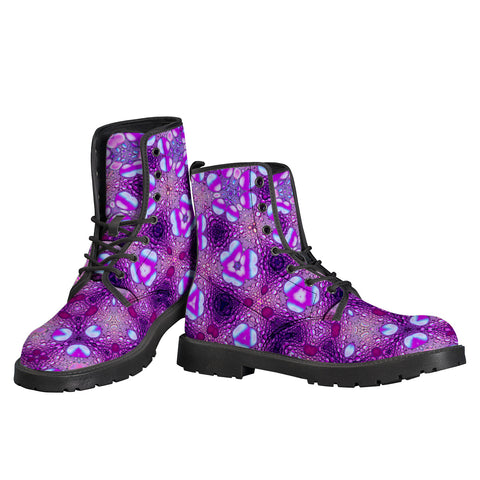 Image of Psychedelic Pink Art Skull Leather Boots