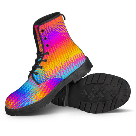 Image of Psychedelic Rainbow Heat Waves Leather Boots
