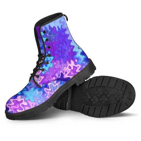 Image of Blue Purple Marble Waves Leather Boots