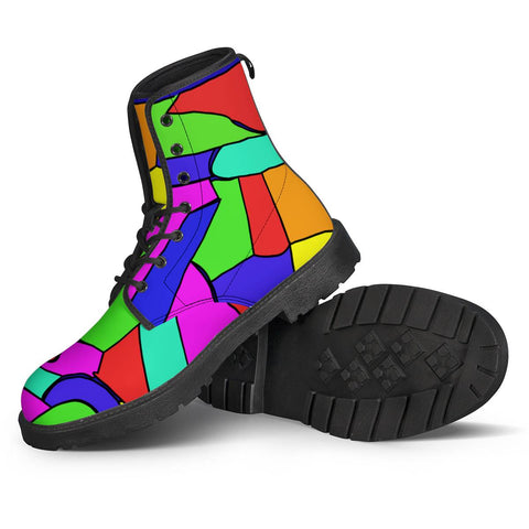 Image of Abstract Neon Mosaic Leather Boots