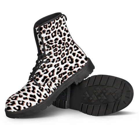 Image of 3D Leopard Print Black Brown Leather Boots