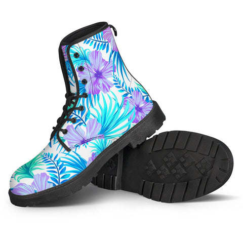 Image of Fancy Tropical Floral Pattern Leather Boots