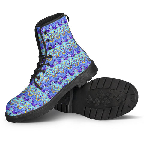 Image of Colorful Asian Style Pattern Leather Boots