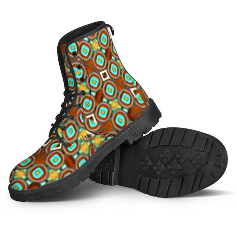 Image of Colorful Modern Geometric Print Pattern Leather Boots